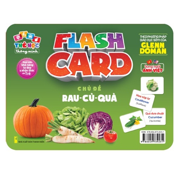 Flash card Theo phương pháp giáo dục sớm của Glenn Doman – Thẻ học thông minh (song ngữ Anh Việt) - Chủ đề: Rau củ quả