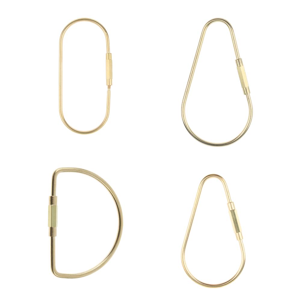 Durable Brass Screw Lock Keychain Ring Clip Tool Hook Clasp O shape