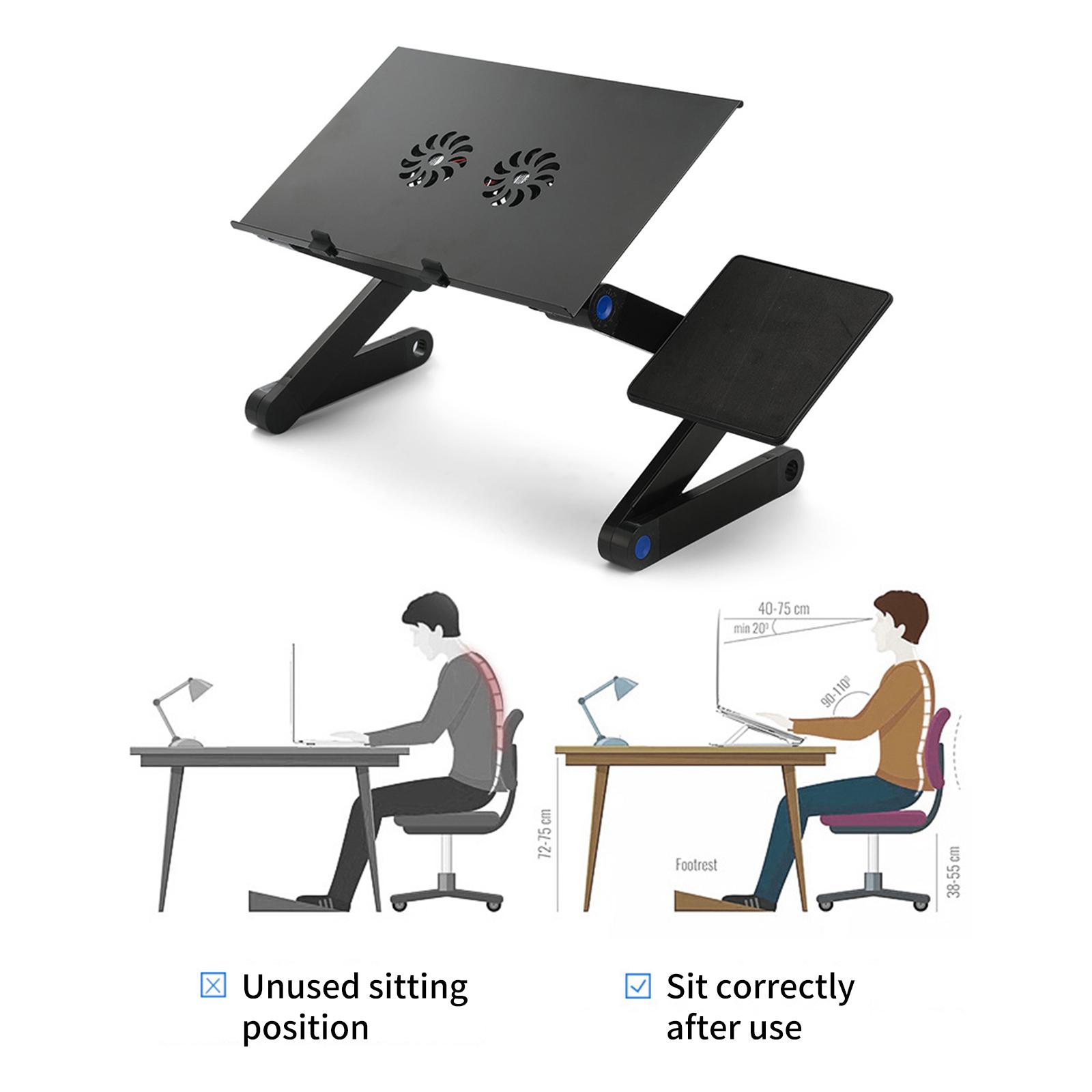 Adjustable Laptop Stand with Cooling Fans Removable Mouse Pad Portable Notebook Stand Foldable Computer Riser