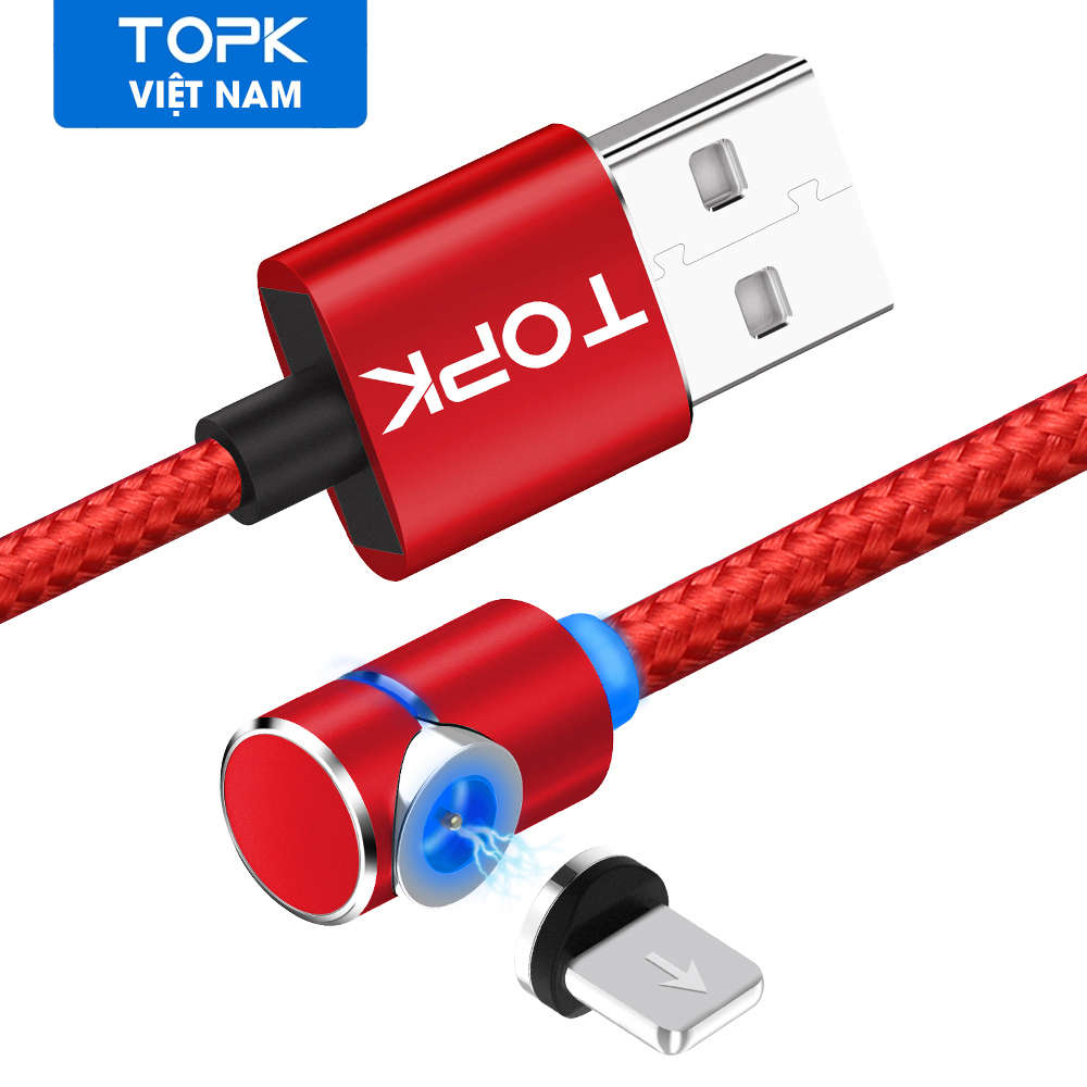 [HÀNG CHÍNH HÃNG] Cáp sạc từ tính TOPK AM30 USB- Micro Đèn Led , Dành Cho Samsung S7 Huawei Xiaomi 4 Redmi Note 4 Sony OPPO F9 Vivo X20 90 Độ Góc Phải - Phân phối bởi TOPK VIỆT NAM