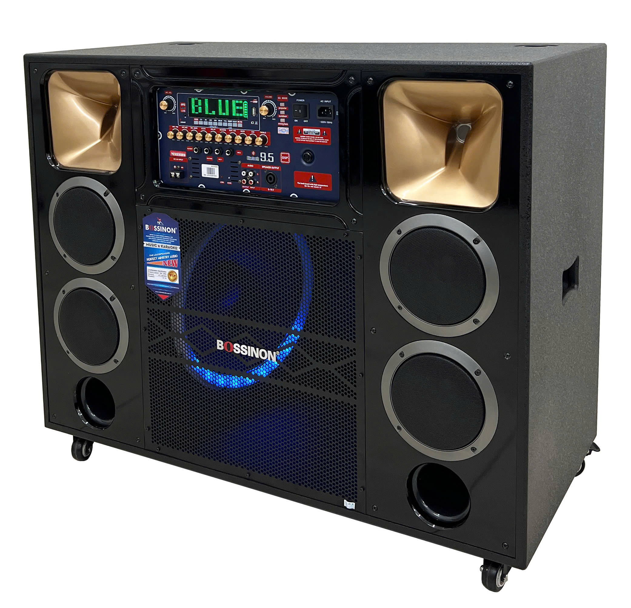 Loa kéo tủ công suất lớn bass 40 đôi dùng bình, có đèn leb thương hiệu Bossinon N8119K- công suất 2.400w- Hàng Chính Hãng