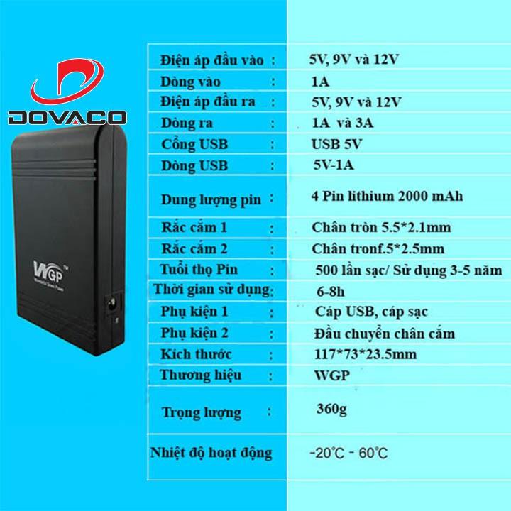 Nguồn dự phòng UPS cao cấp 3in1 mini 5V/9V/12V-1A