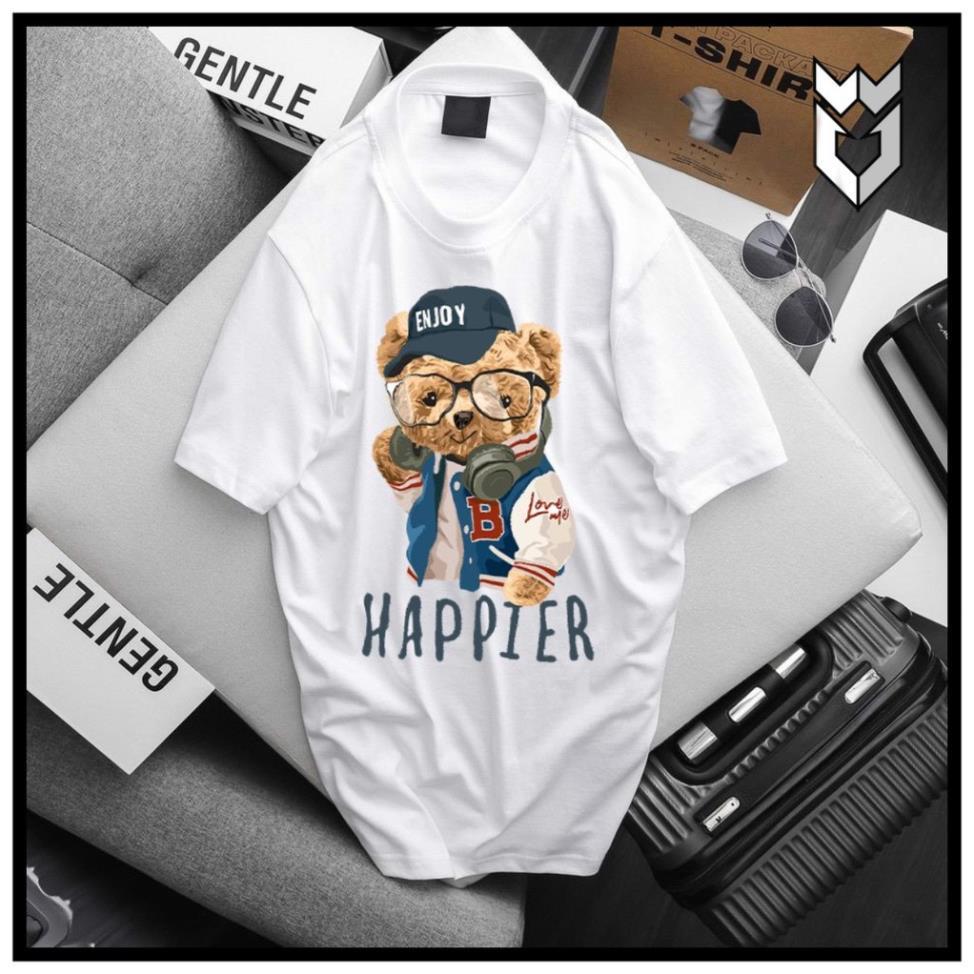 【FREE SHIP】Áo Thun , áo tay lỡ áo unisex nam nữ Gấu HAPPIER, áo phông áo cộc chất Cotton đẹp co dãn 4 chiều - GW Shop