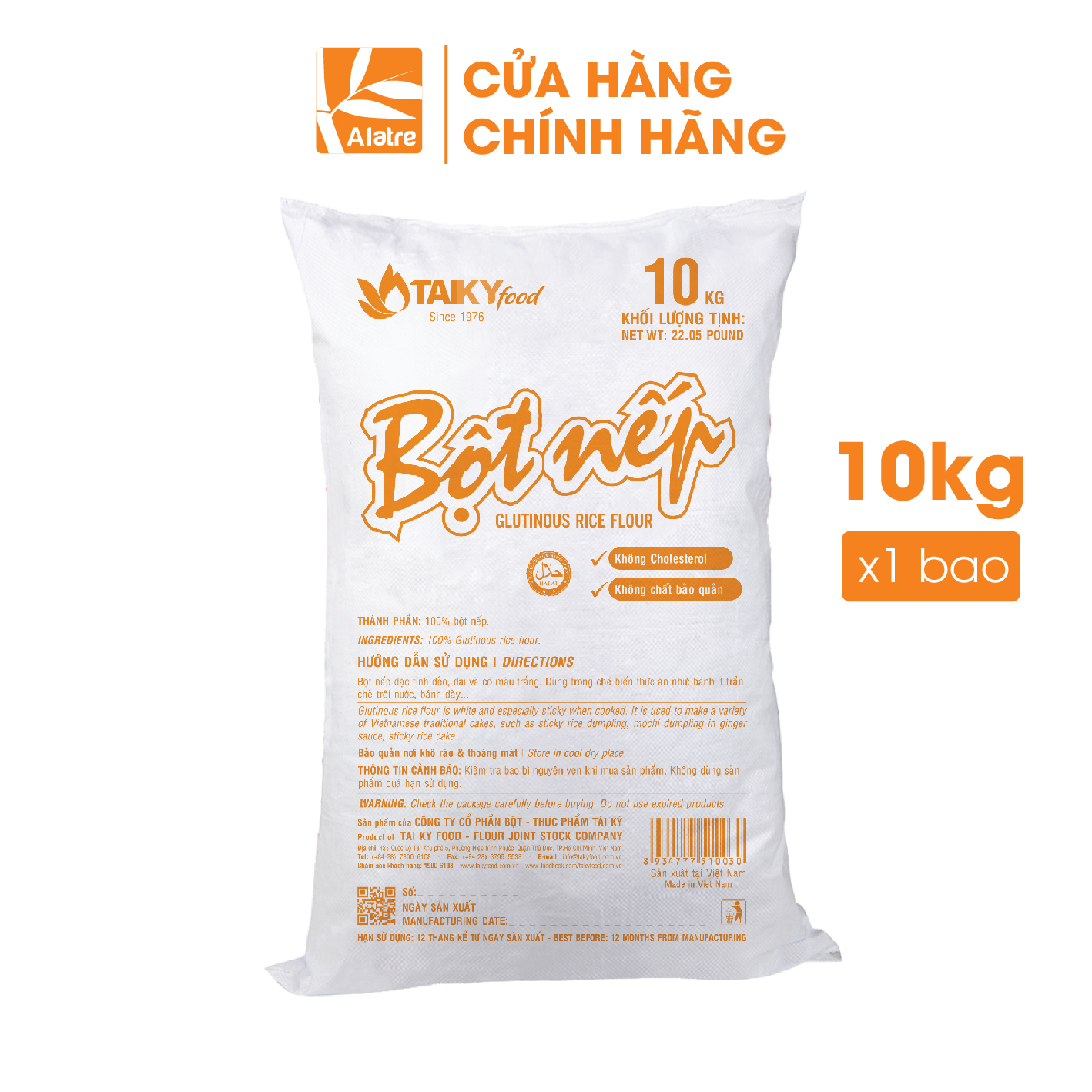 Bột nếp bao dệt Taky 100% (10Kg/Bao)