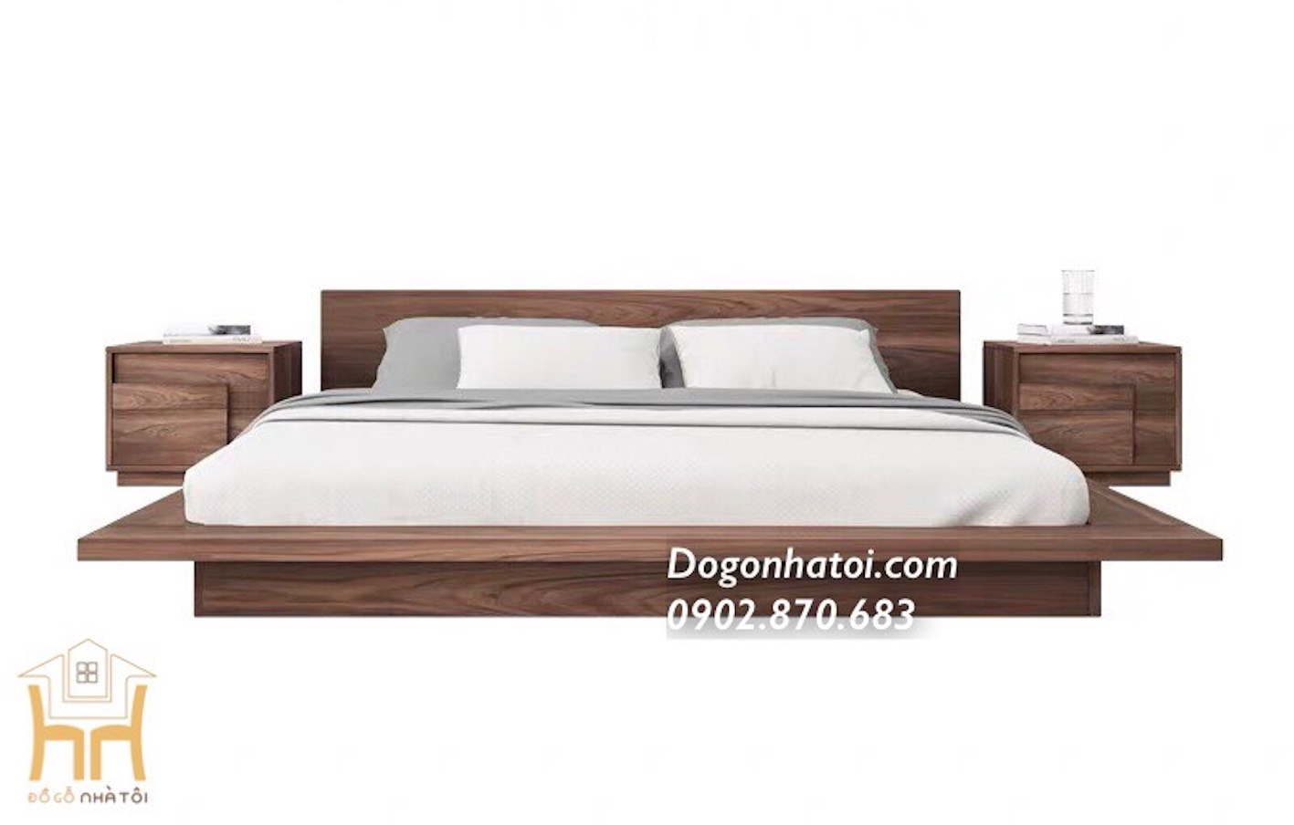 Giường Ngủ Gỗ Phản Nhật Màu Vân Óc Chó GN-604