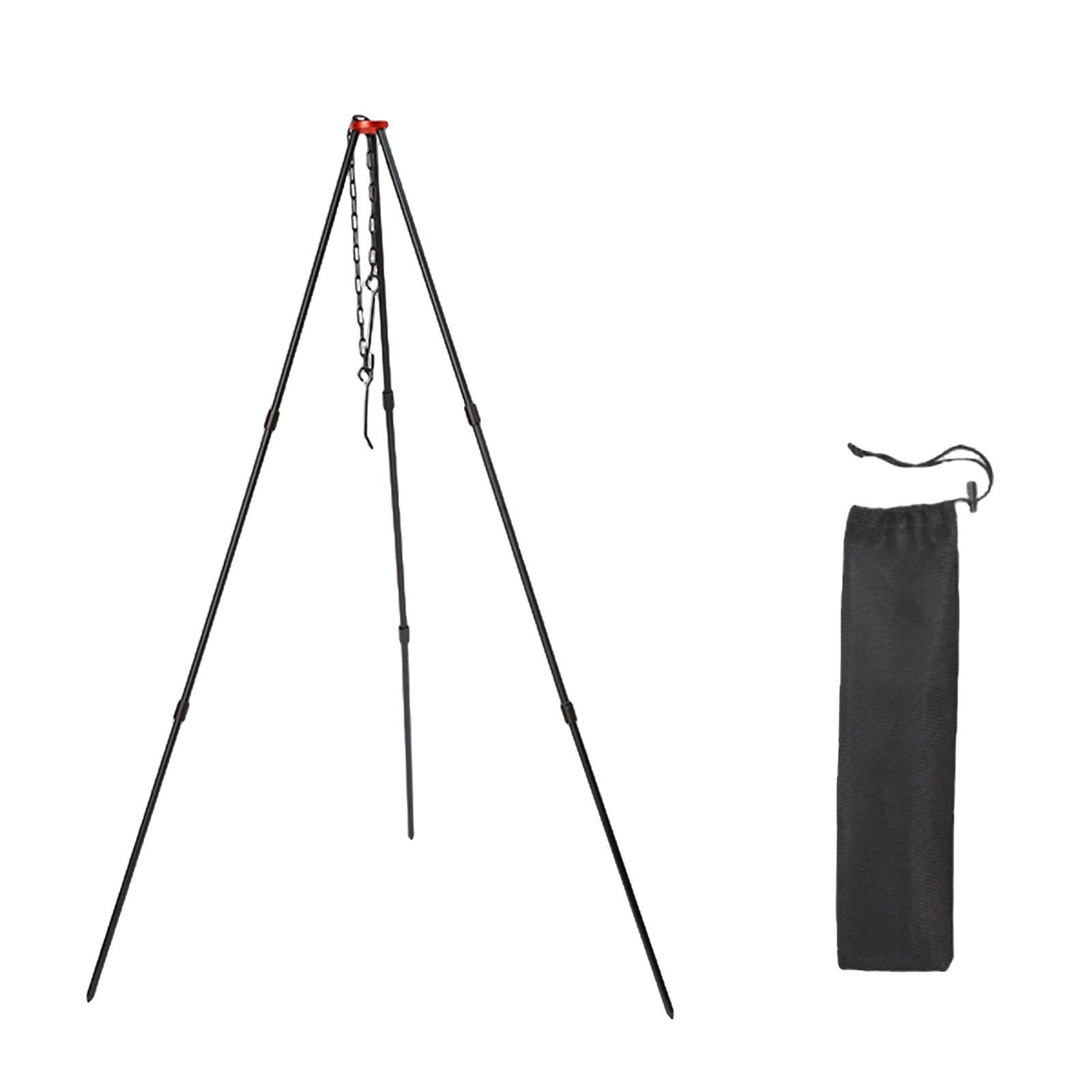 Camping Tripod Campfire Cooking Mini Adjustable Grill Tripod Cooker Campfire Grill Stand Tripod Grilling Set Cooking Tripod Hanger w/ Storage Bag