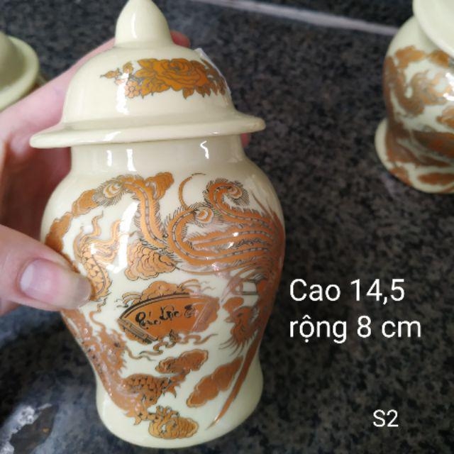 Chóe đựng muối gạo nước thờ cúng màu vàng ngà bát tràng
