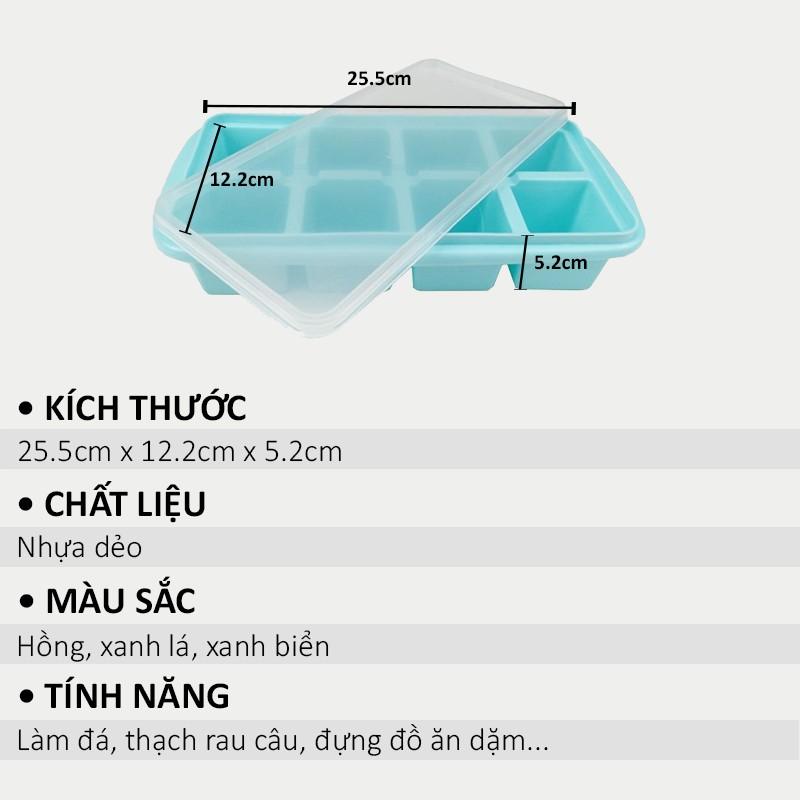 Khay Làm Đá Hàng Việt Nhật Có Nắp Đậy Và Khay Đá Silicon 14 Ô Làm Đá, Đựng Đồ Ăn Dặm Cho Bé Sạch Sẽ, Tiện Lợi