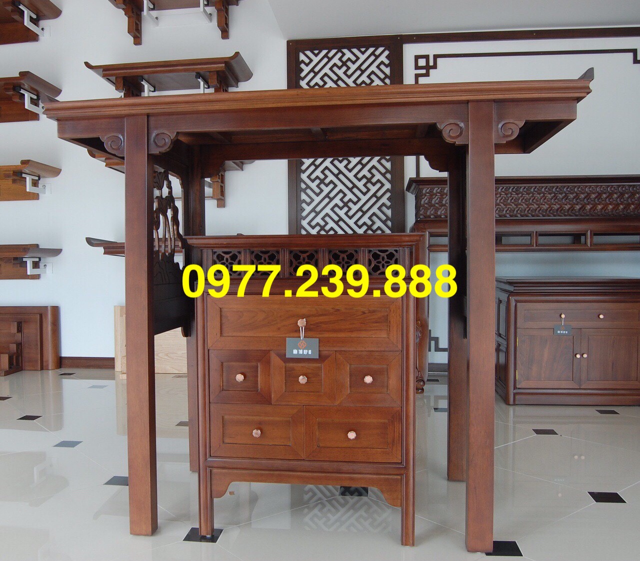 bộ bàn thờ gỗ sồi 107cm