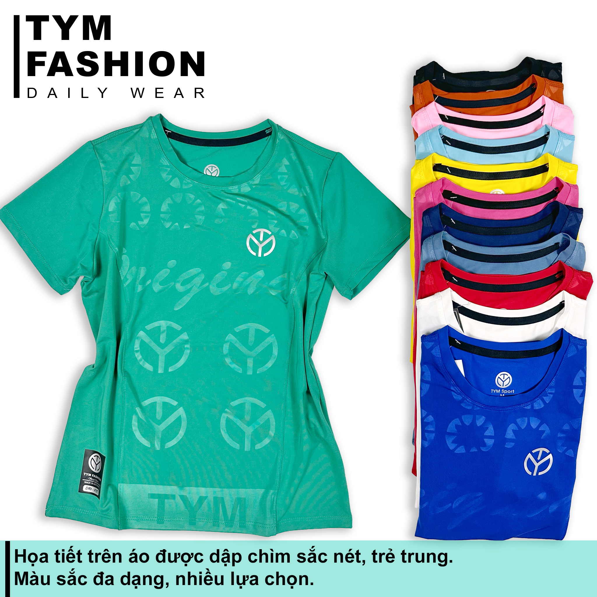 Áo thun thể thao Nữ BIGSIZE TYM Cổ tròn Tay ngắn - Vải Polyester 4C thoáng mát - co dãn đàn hồi -  AWT003 - TYM FASHION