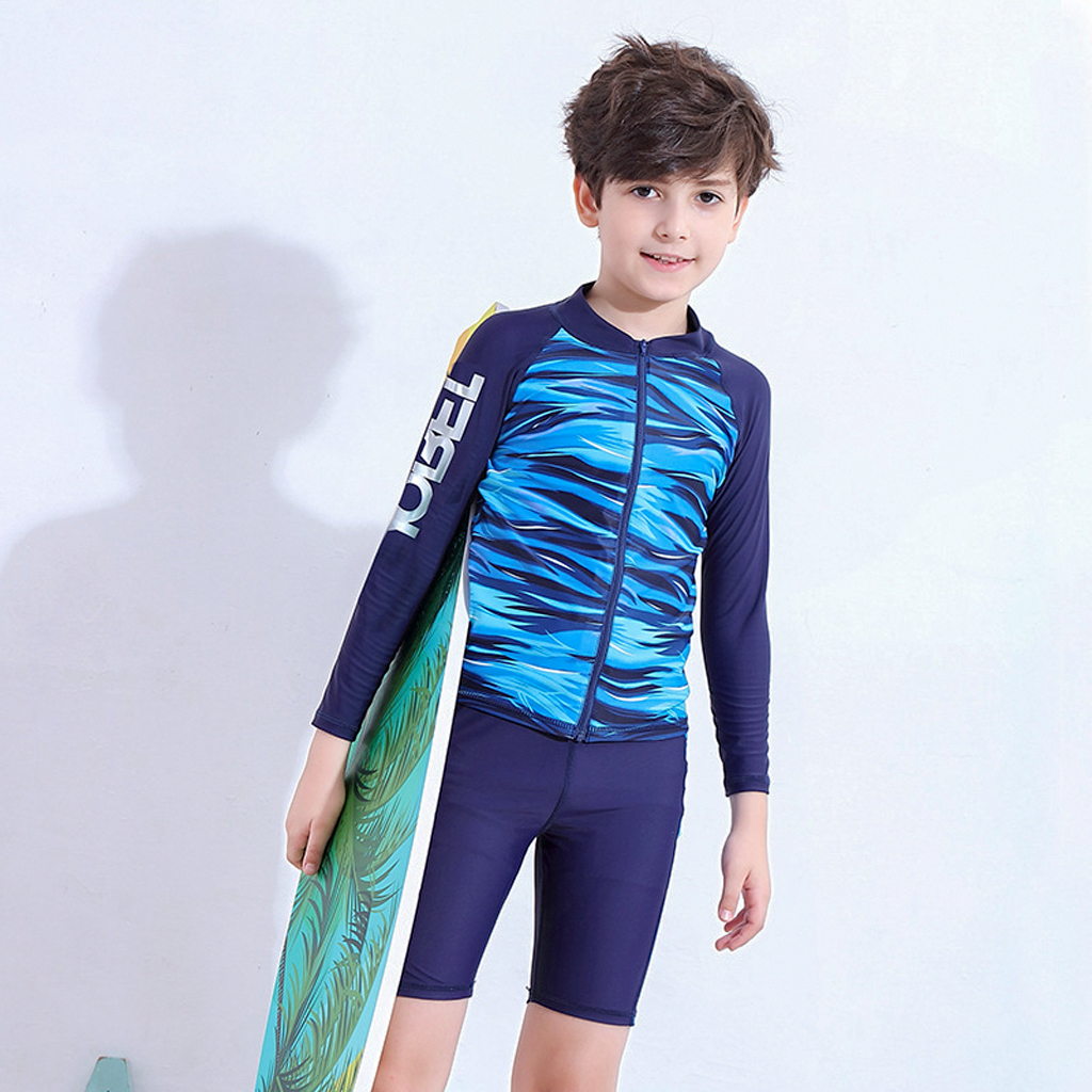 Đồ bơi trẻ em, đồ bơi bé trai tay dài chất vải chống nắng size lớn 45kg cho bé trai đến 12 tuổi