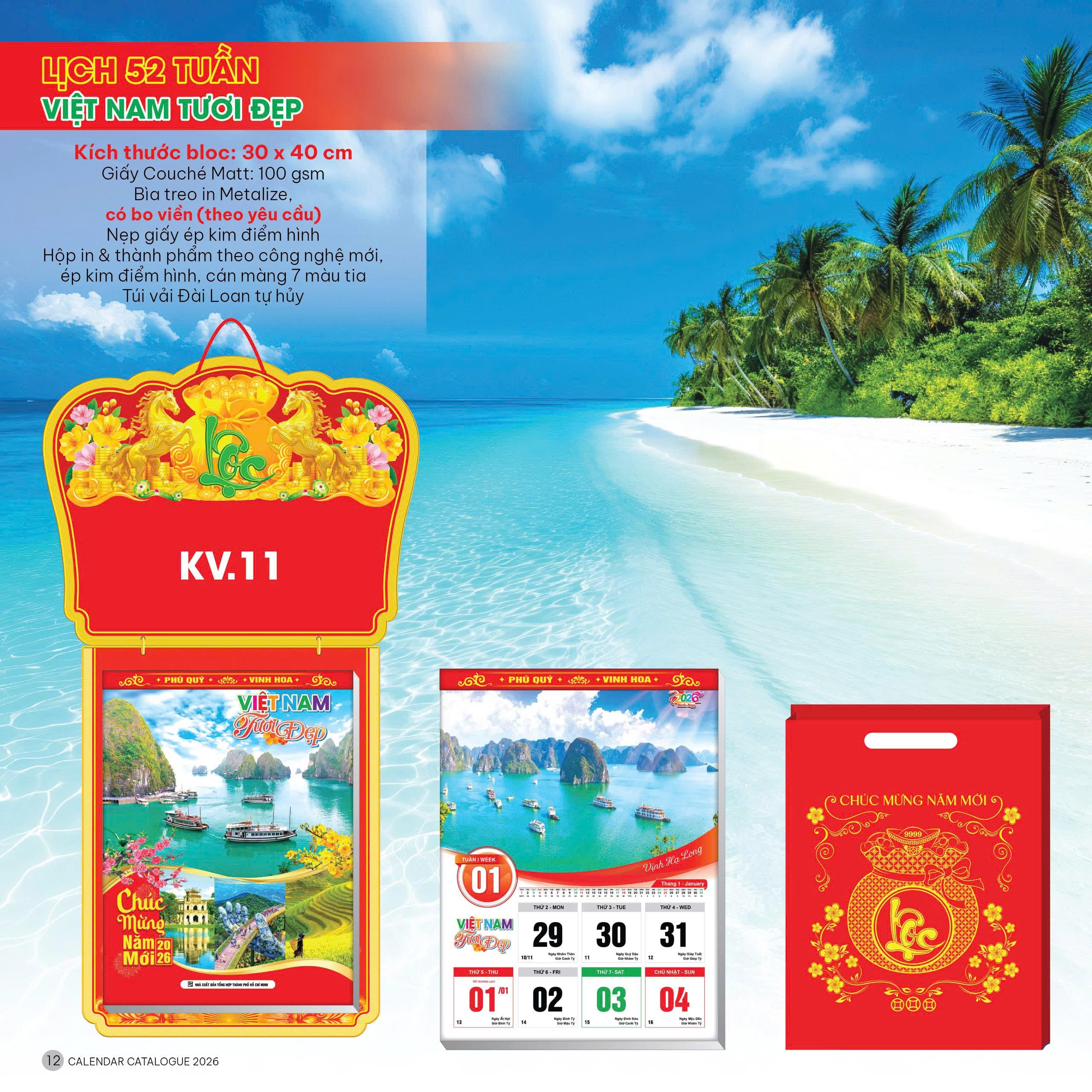 Lịch Tết 2026 - Lịch Treo Tường 52 Tuần (Mỗi Tuần Xé 1 Tờ)