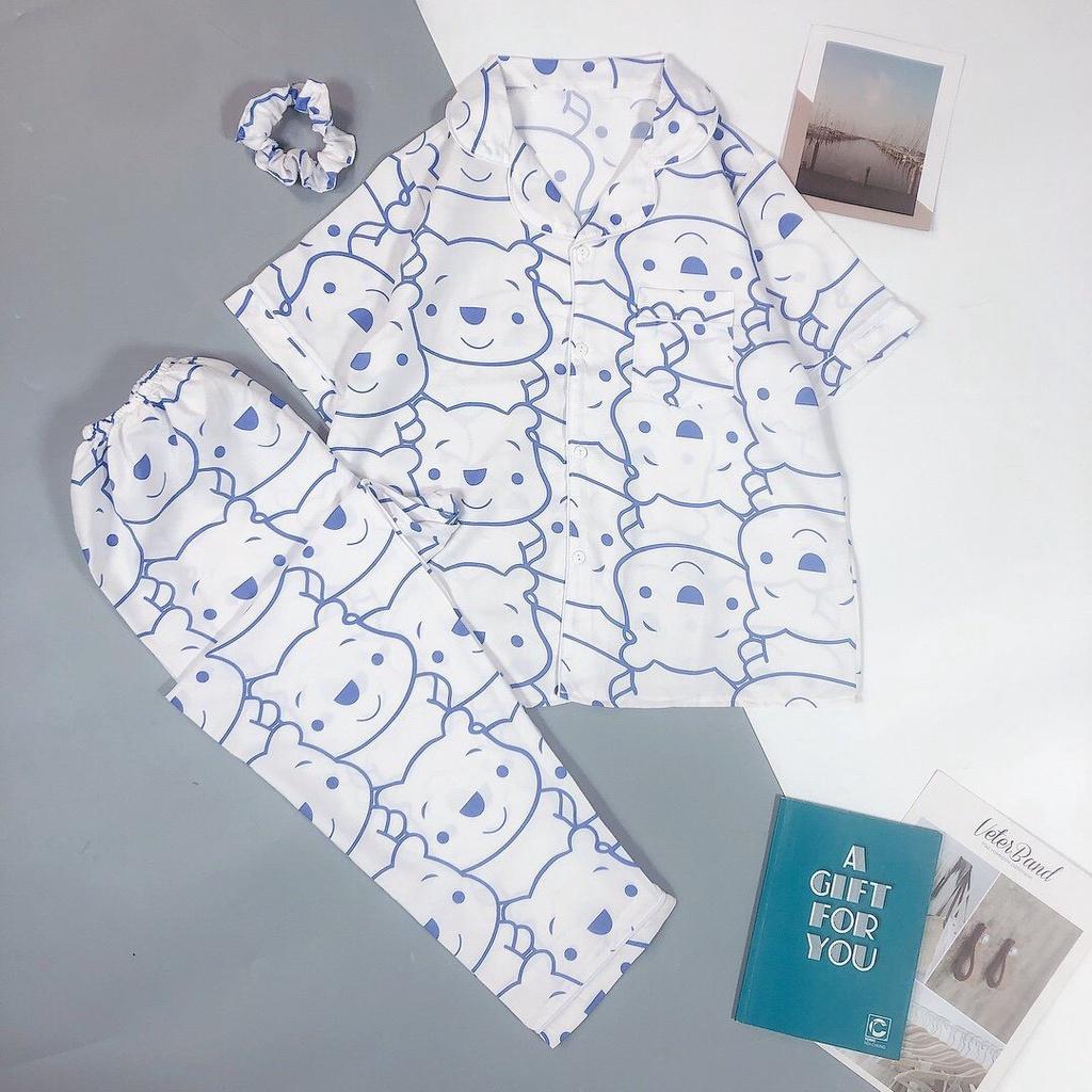 Bộ ngủ pijama nữ tay ngắn quần dài Kanimi chất kate Thái đẹp Kanimi - BN03