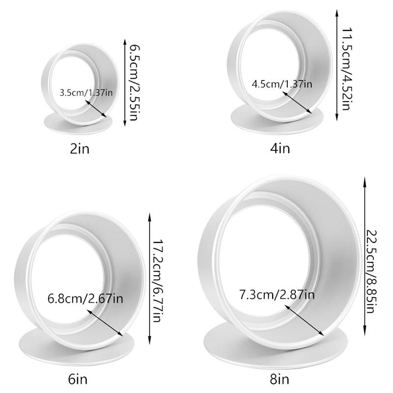 Phụ Kiện Nhà Bếp 4 Gói Bánh Tròn Tín Không Dính Sâu Nhôm Vòng Bánh Chảo Có Đế Rời