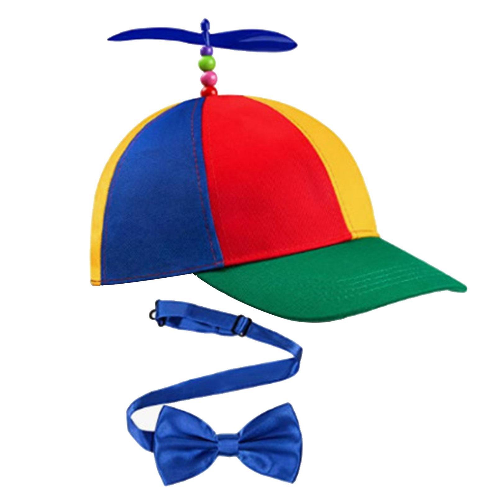 Propeller Ball Hat Helicopter Caps Rainbow Top Hat Brightly Color Comfortable Decoration Baseball Hat Kids  for Camping Outdoor