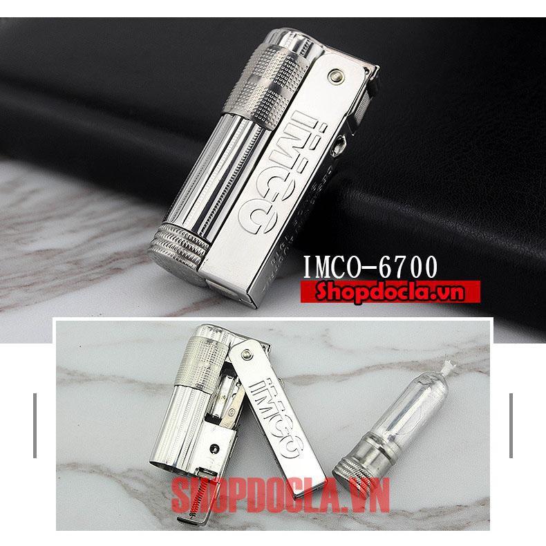 Bật lửa cối imco 6700 Màu Bạc dùng xăng đánh đá , Tặng kèm combo xăng đá bấc