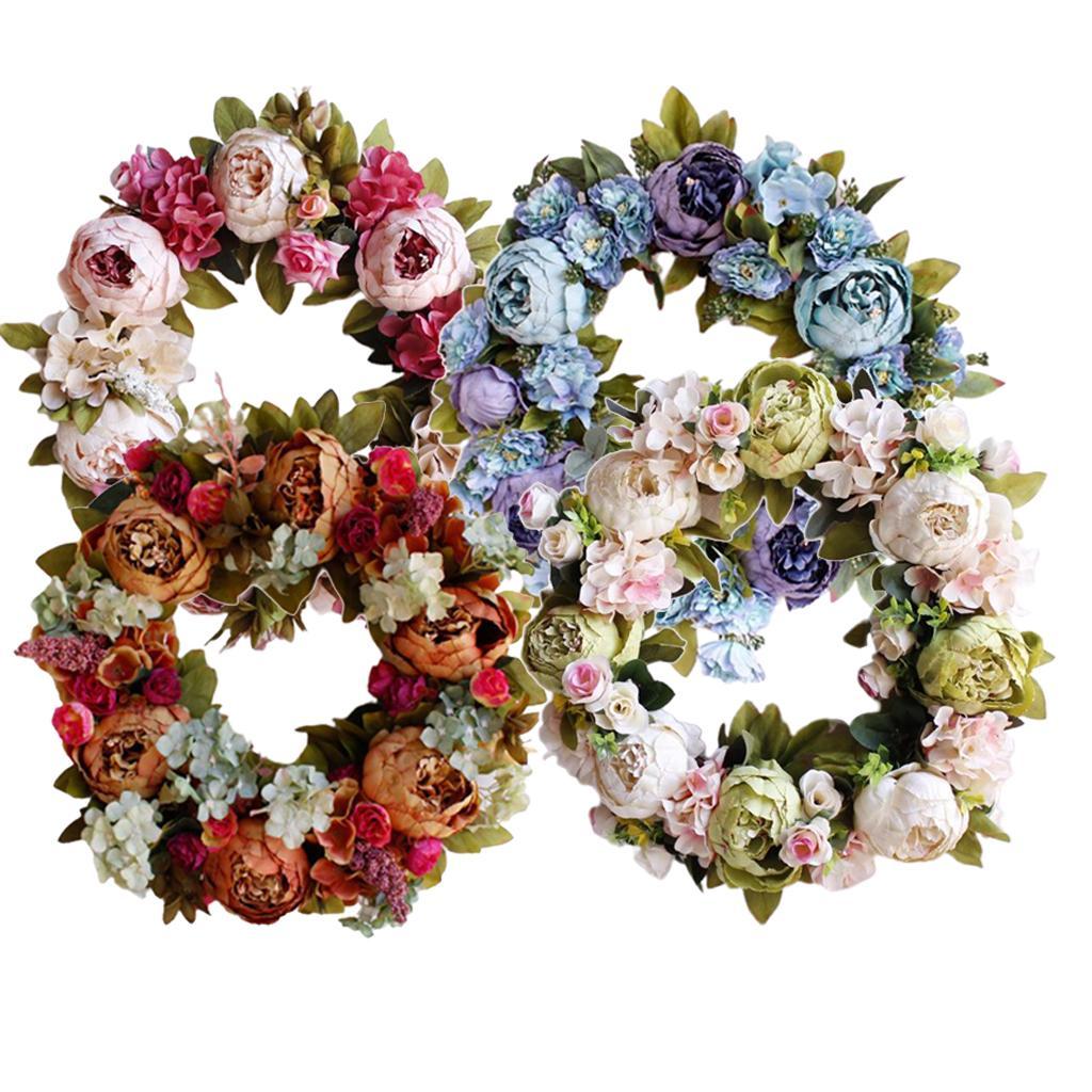 Artificial Flower Wreath Garland for Home Wedding Party Decor Pink