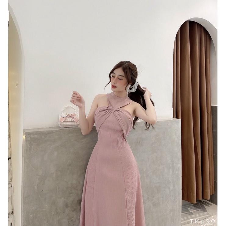 Đầm Xoắn Ngực Cổ Yếm TK490