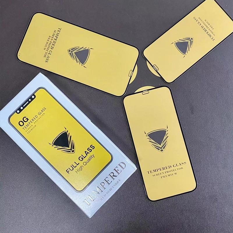 Kính Cường Lực Dành Cho Iphone 12 12 Pro 12 Promax OG Vàng Full Màn Chống bể viền - cảm ứng mượt