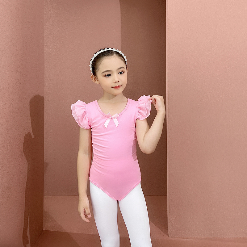 Đầm múa ballet hiện đại cao cấp màu hồng kẹo ngọt, tay cánh tiên cho bé gái