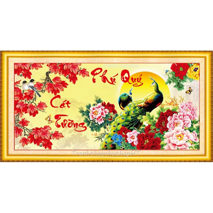 Tranh đính đá con công Phú quý cát tường VS049 - tự đính