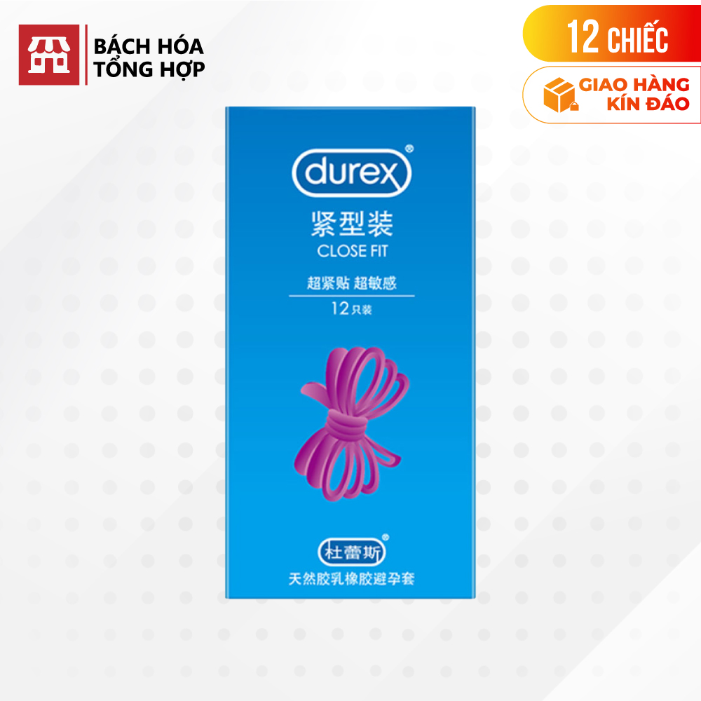 [Hộp 12 cái] Bao cao su Durex Close Fit - Ôm khít, 49mm