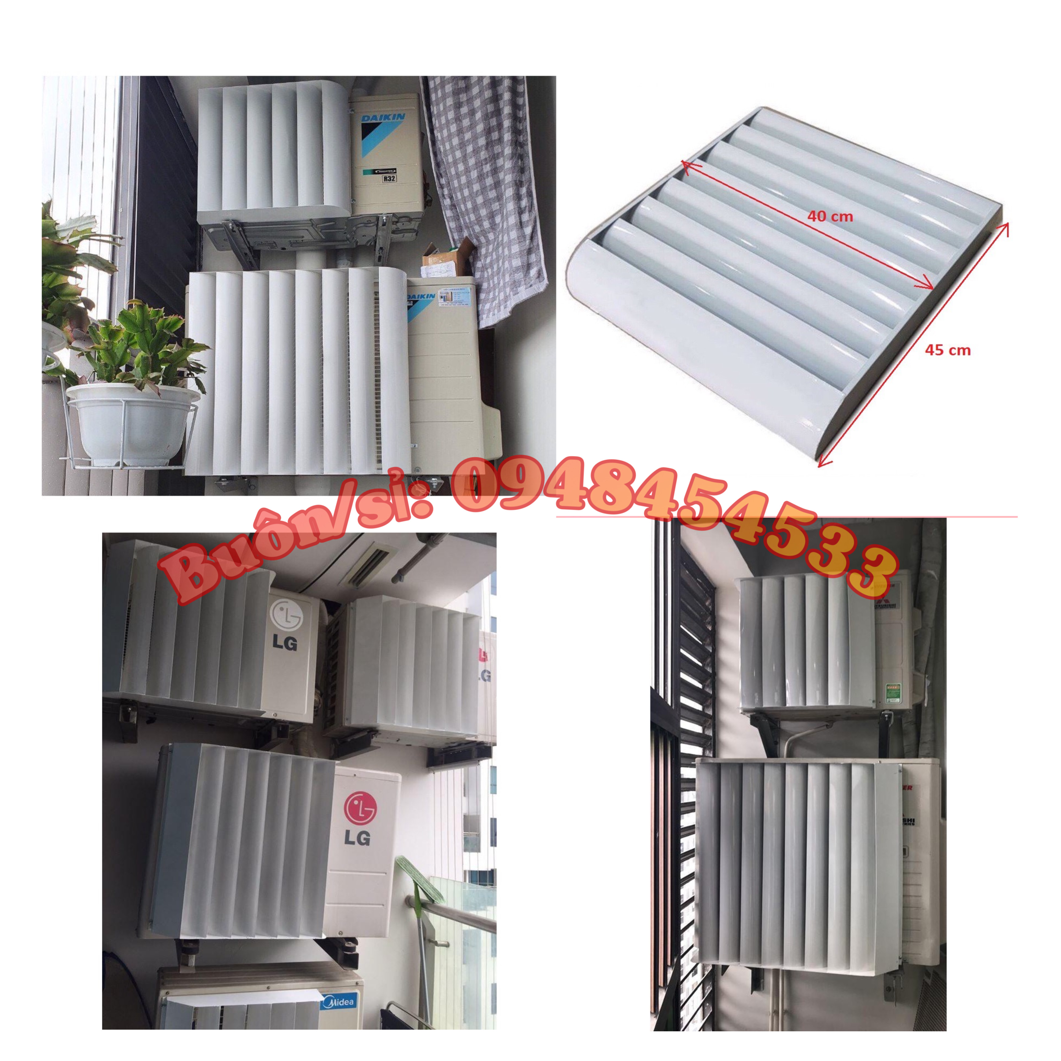 Chuyển hướng gió cục nóng điều hoà  đủ kích thước cho các dòng máy