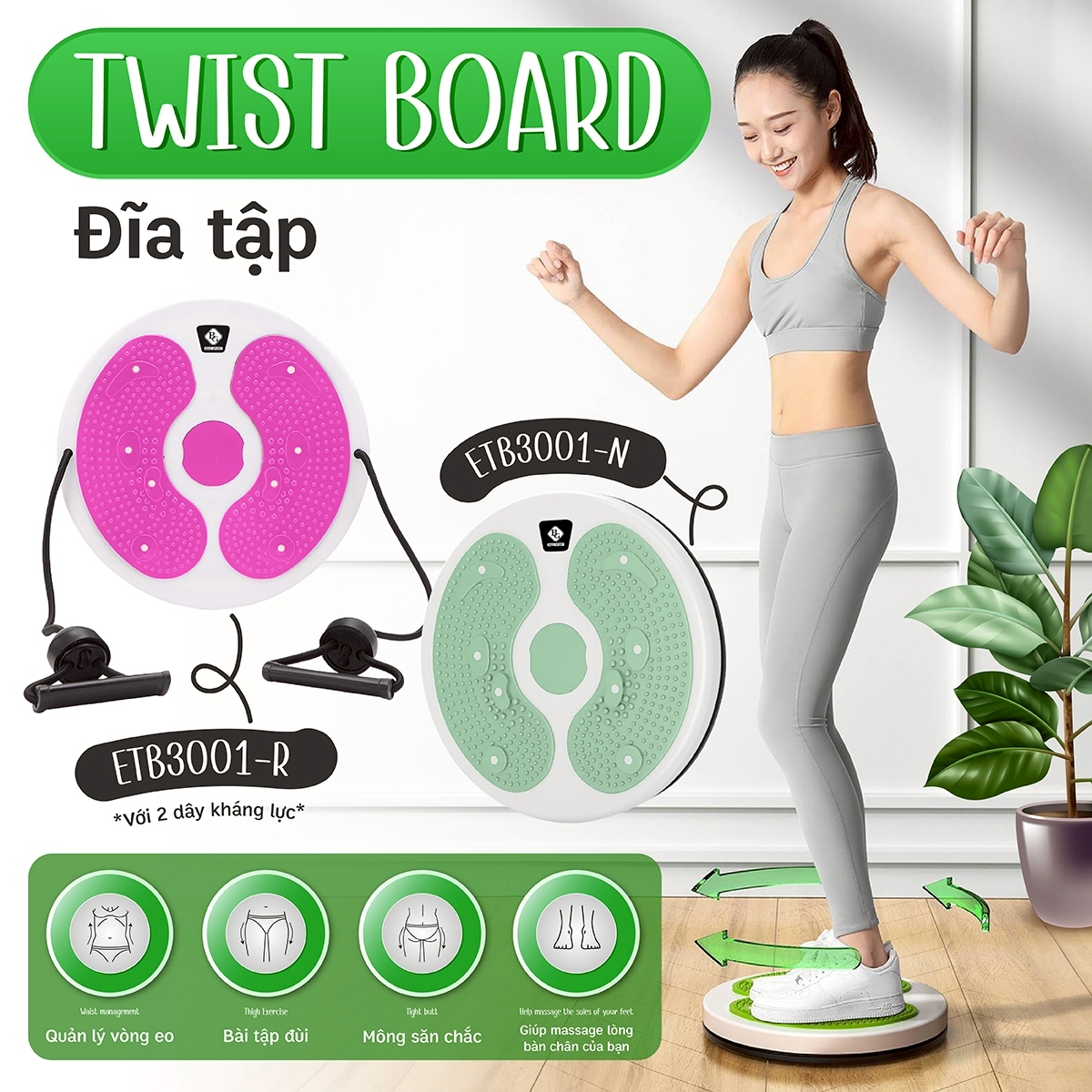 3001R-Đĩa Xoay Eo Massage Chân Tập Thể Dục 360 Độ Chất Liệu Nhựa Cao Cấp ( Màu ngẫu nhiên)- Hàng Chính Hãng