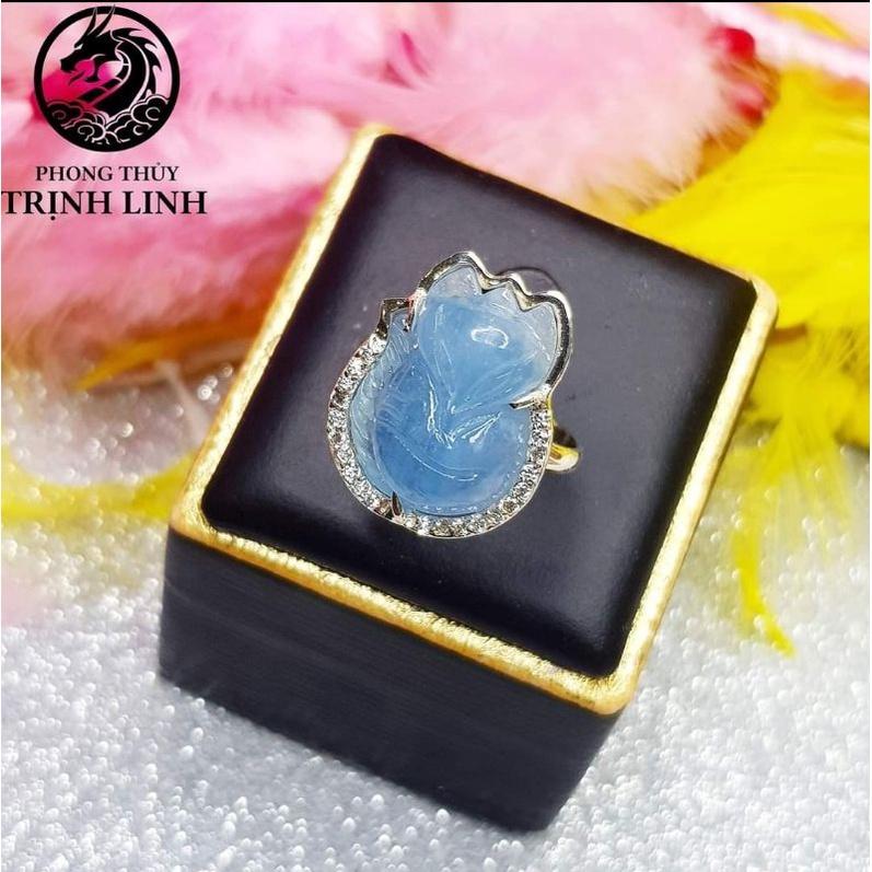 NHẪN BẠC HỒ LY - TỲ HƯU XANH DƯƠNG AQUAMARINE