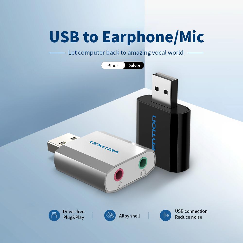 Bộ điều hợp mic VENTION tai nghe âm thanh nổi 3,5 mm thay thế  trình điều khiển cho PC Máy tính xách tay PS4