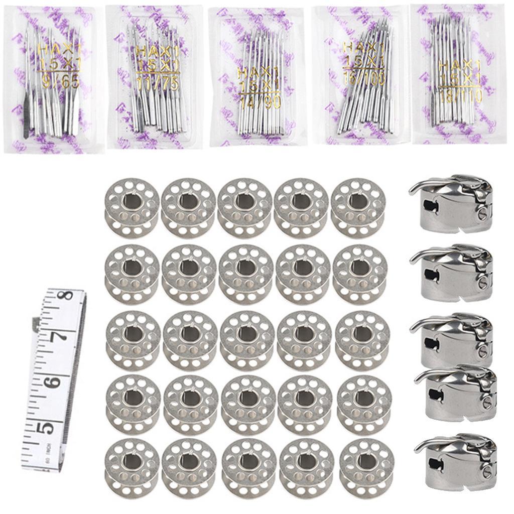 81Pcs Sewing Kit, Sewing Machine Needles Size 9, 11, 14, 16, 18, with Measuring Tape Thread Bobbins and Bobbin Case Universal for Most Sewing Machines