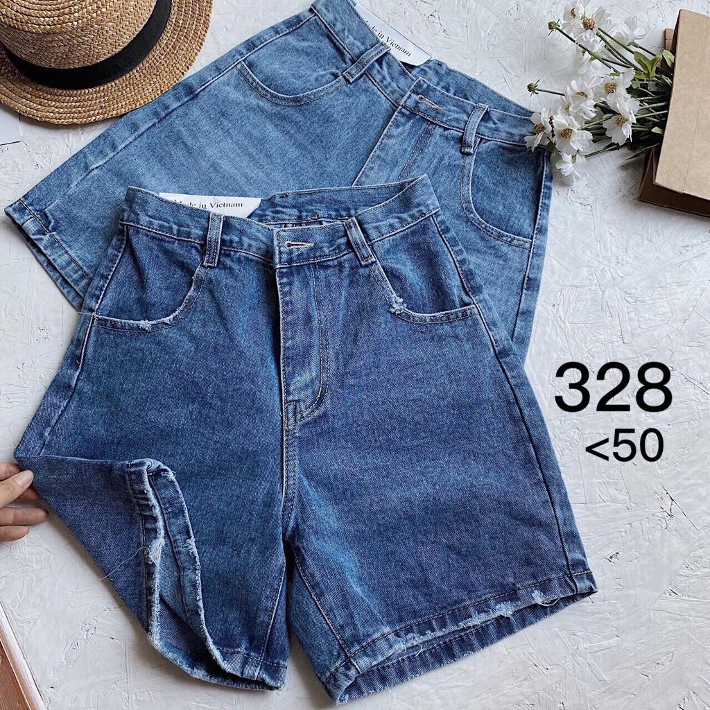 QUẦN SHORT LỬNG JEAN – BÒ NGÓ ĐÙI KIỂU NỮ LƯNG CAO XANH TRƠN 33