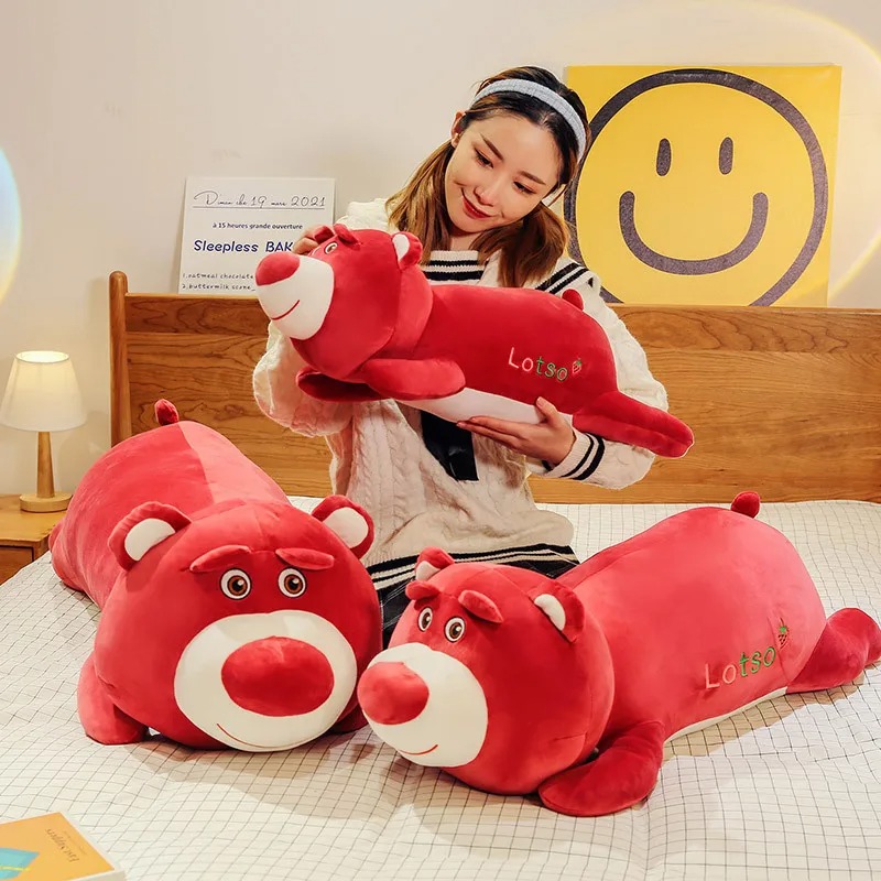 Thú nhồi bông Lotso đỏ siêu đáng yêu - Size từ 65cm đến 1m3 - Quà tặng gấu bông gấu dâu hoạt hình cute - Gối ôm mềm mại cho bé