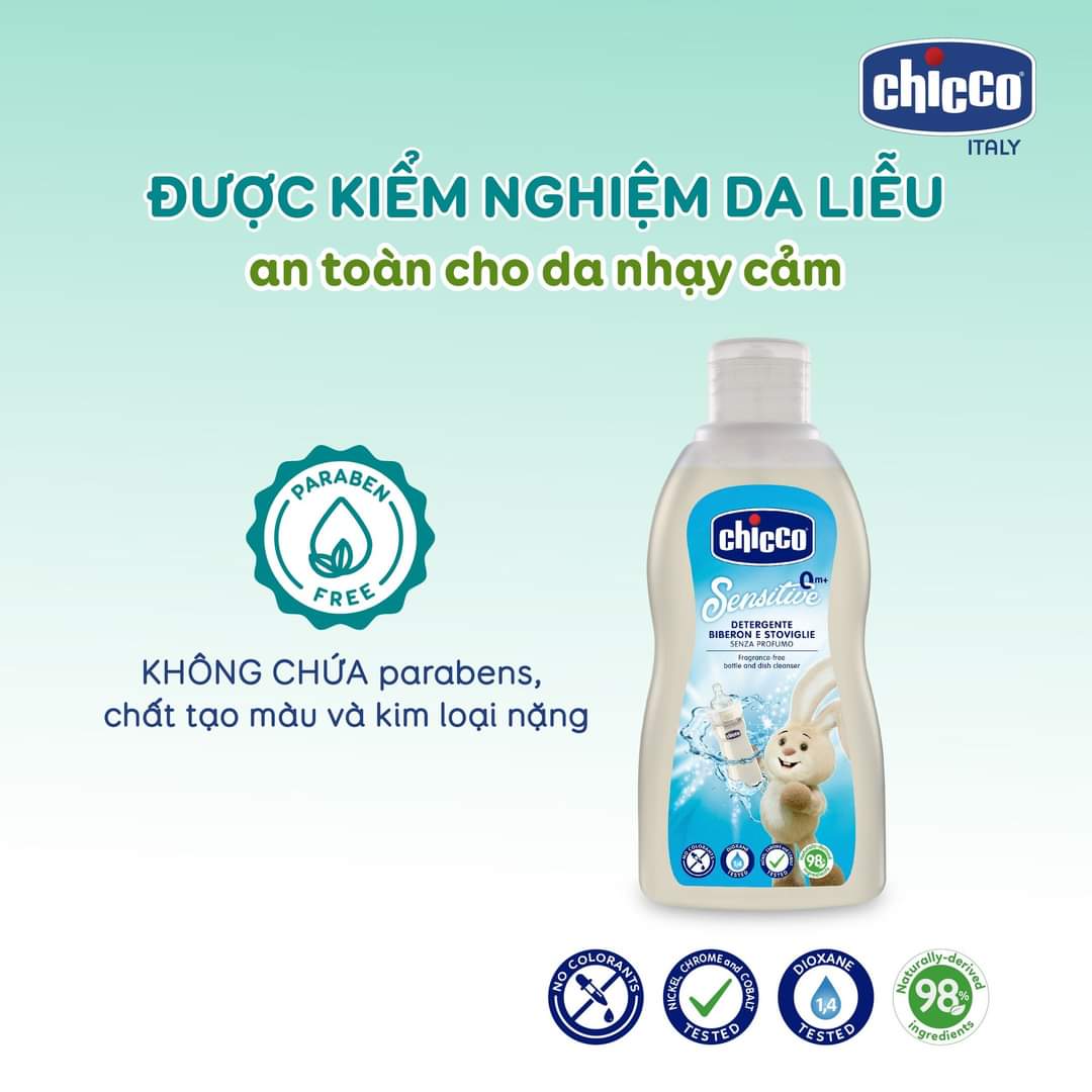 Gel Rửa Bình Sữa Chiết xuất Dầu Dừa Tự Nhiên Chicco 300ml