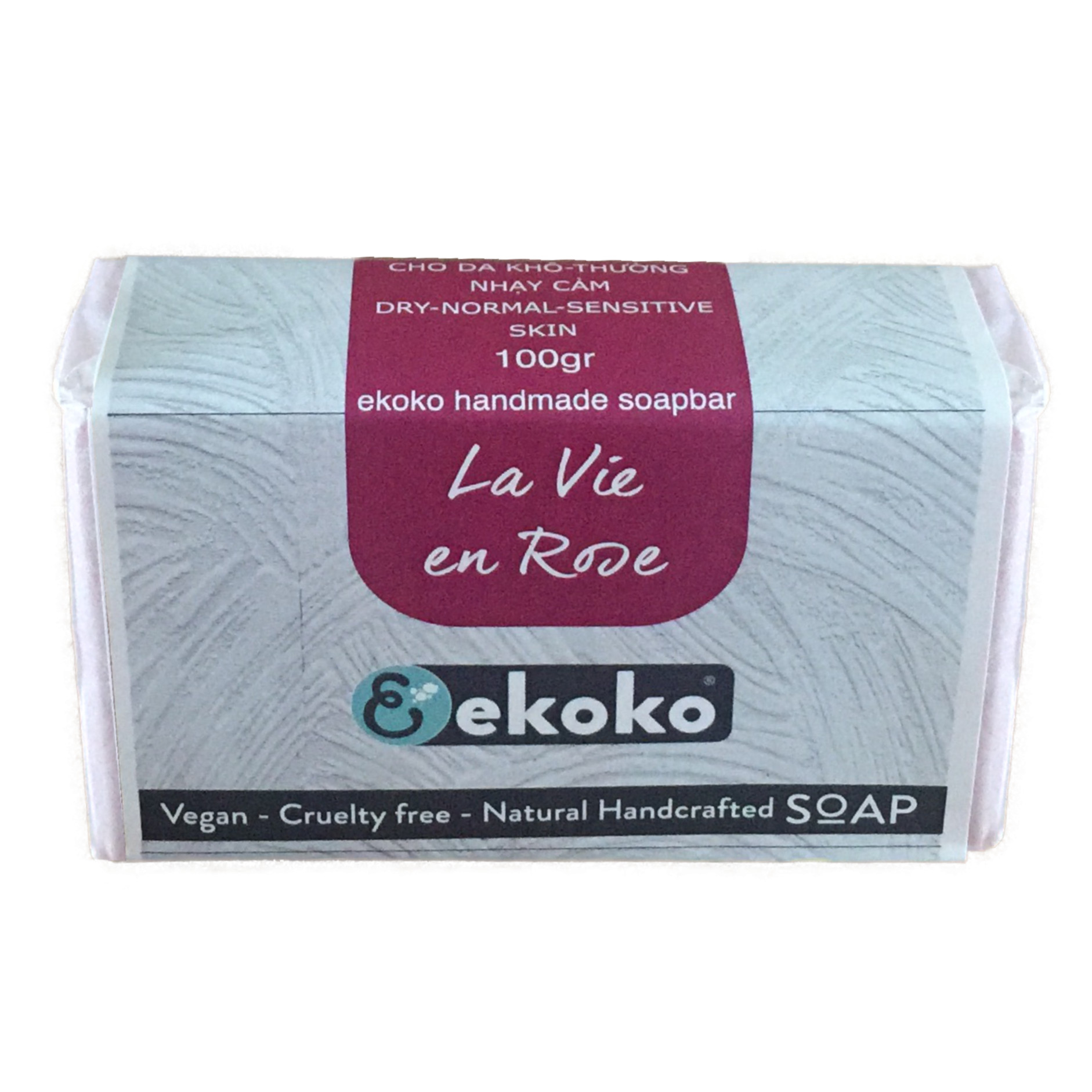 Xà phòng handmade cao cấp Hồng Phong Lữ với đất sét đỏ dưỡng mềm, làm trắng da - Ekoko La Vie en Rose handmade soap 100g