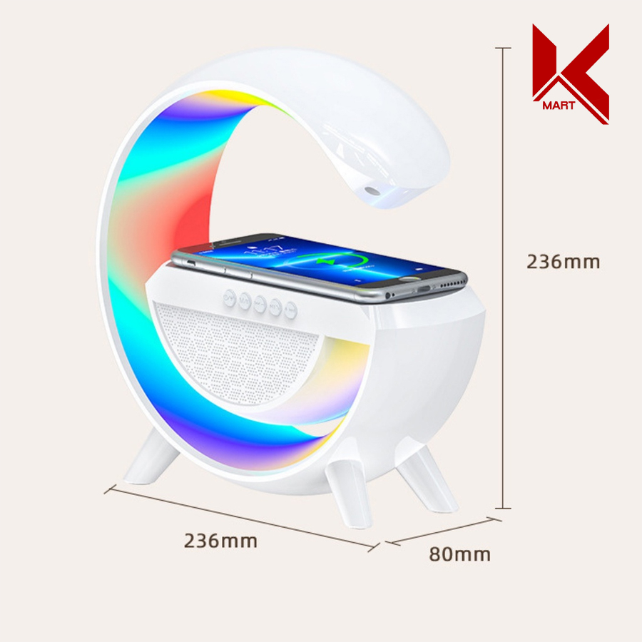 Loa bluetooth thông minh chữ G, kiêm sạc không dây 10W và đèn ngủ LED RGB - K-Mart