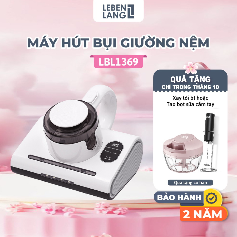 Máy hút bụi giường nệm cầm tay Lebenlang LBL1369, công suất 300W, dung tích 250ml, diệt khuẩn bằng tia UV - hàng chính hãng