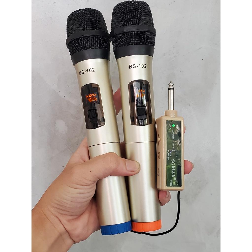 Combo 2 Micro Không Dây karaoke SGMAX102 Chuyên Dùng Cho loa kéo, amply siêu hay micro nhẹ hút âm tốt giá cực rẻ