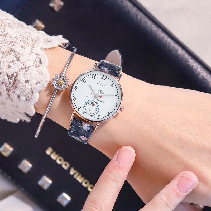 Đồng Hồ Đeo Tay Dây Vải Họa Tiết Doraemon Xinh Xắn Cho Nữ(Vòng đeo tay và hộp không bao gồm