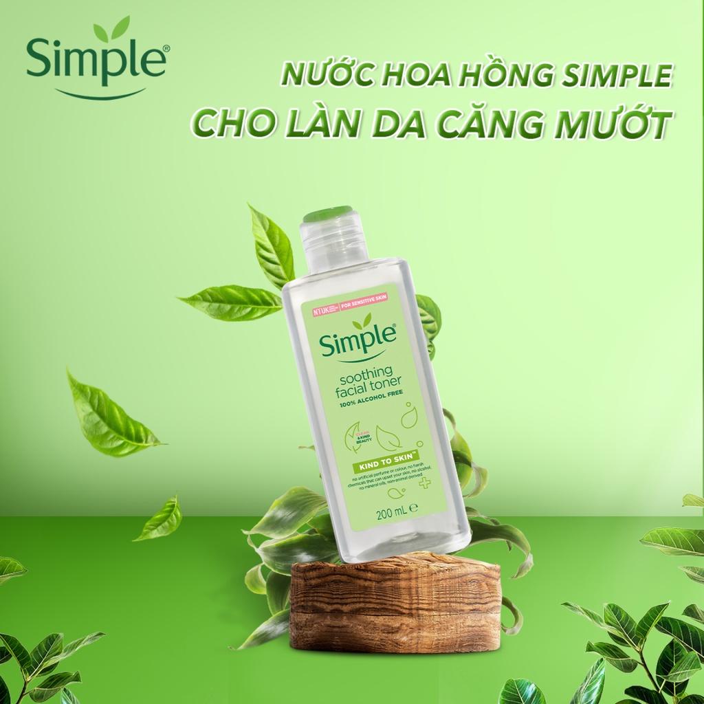 Nước Hoa Hồng Không Cồn Làm Dịu Da Simple Kind To Skin Soothing Facial Toner 200ml