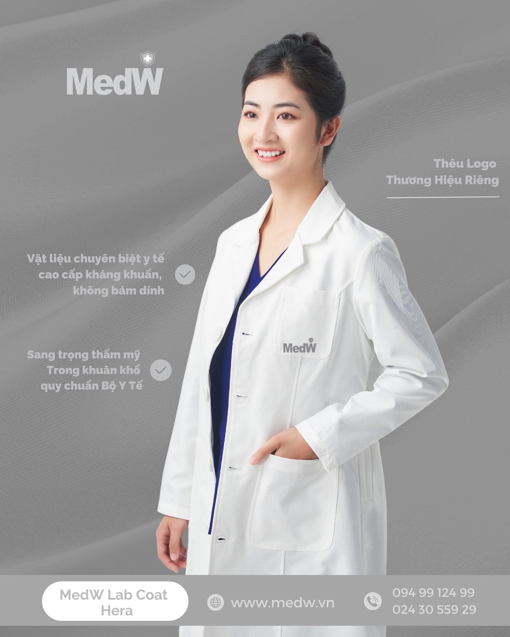 MedW Hera Lab Coat Áo (Nữ) Áo Blouse Bác Sĩ Thẩm Mỹ Da Liễu Nha Khoa, Trang Phục Y Tế Phòng Khám Bệnh Viện Chuyên Khoa Đa Khoa Thiết Kế Pháp Trang Trọng Vật Liệu Kaki Nhật Chuyên Biệt Y Tế Không Bám Dính Chống Thấm