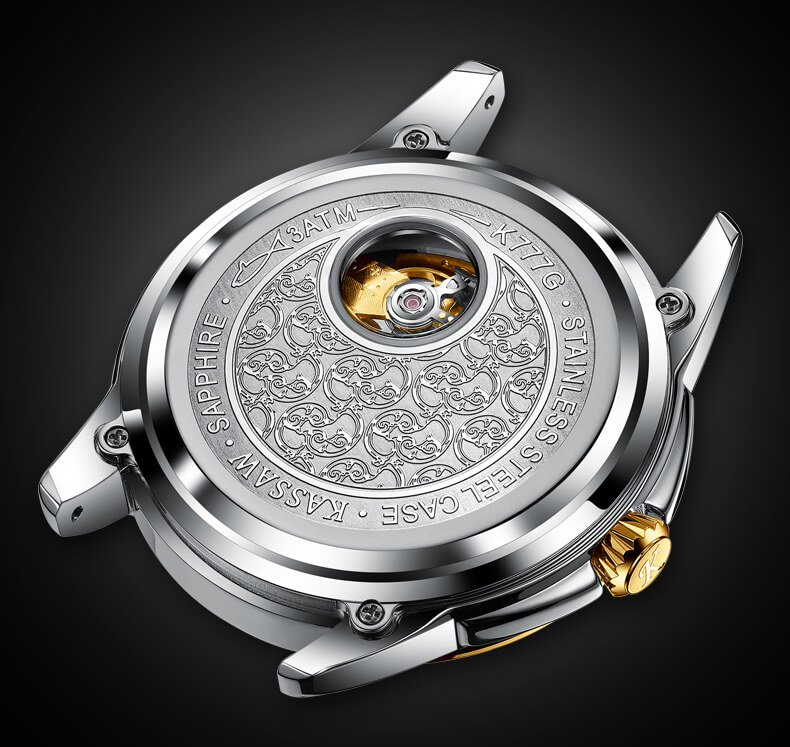 Đồng hồ nam chính hãng KASSAW K777-2 chống nước,chống xước,kính sapphire,Đồng hồ cơ ,dây kim loại thép không ghỉ 316,hàng mới 100%
