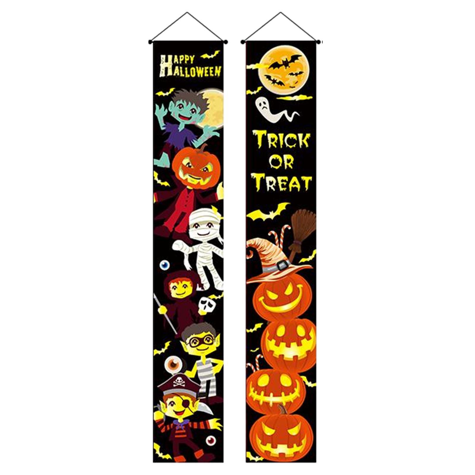 Hanging Banners Halloween Couplet Scary Decorative Sign Outdoor Flag for Party Carnival Haunted House Front Door Outside Yard