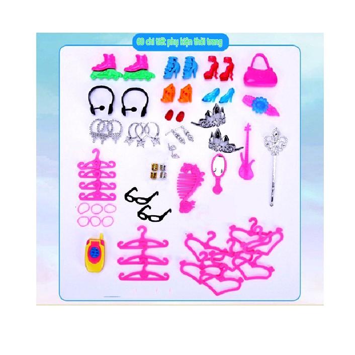 Bộ Phụ Kiện 98 Chi Tiết Thời Trang Dành Cho Búp Bê +Tặng Kèm Búp Bê 02 Chibi