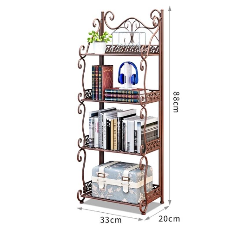 Kệ để đồ 4 tầng hoa văn sang trọng bằng sắt - Giao màu ngẫu nhiên