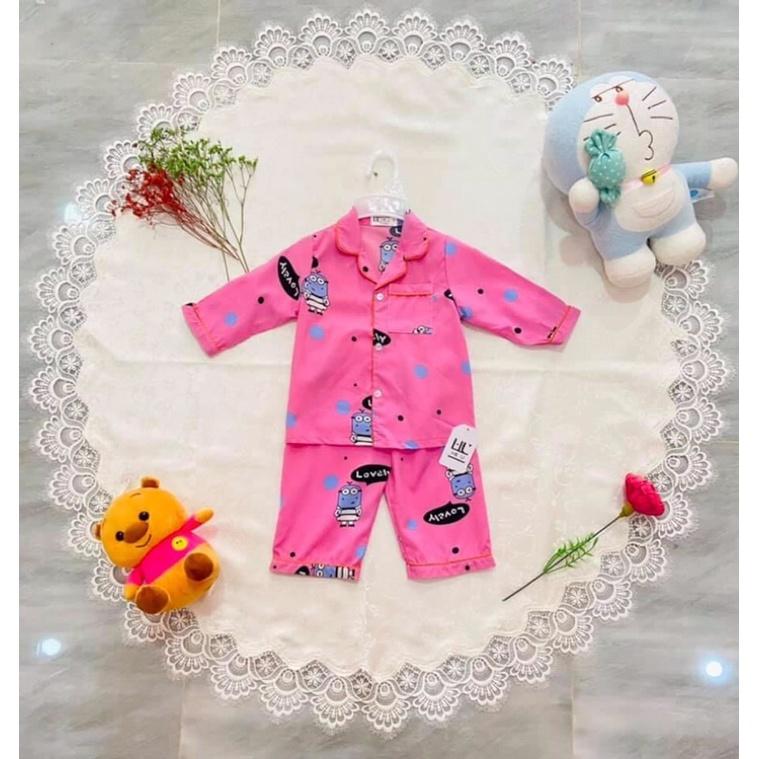 Bộ pijama lụa100d dài H&amp;U cho bé từ 10-18 kí