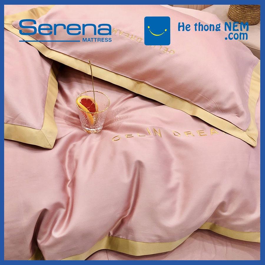 Bộ Ga Giường 5 Món Lụa Pháp SERENA Ga Trải Giường Chăn Ga Gối Đệm Cao Cấp - Hệ Thống Nệm