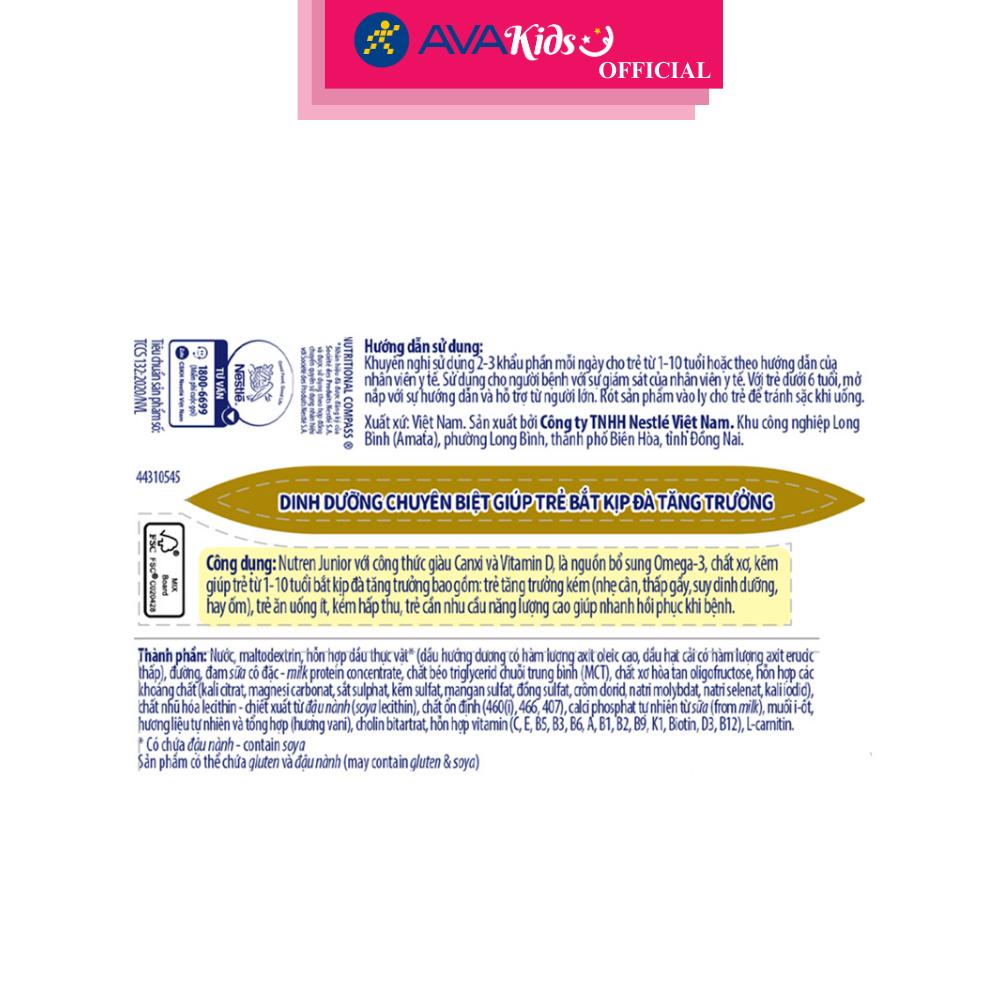 Sữa pha sẵn Nutren Junior hương vani 200 ml (1 - 10 tuổi)