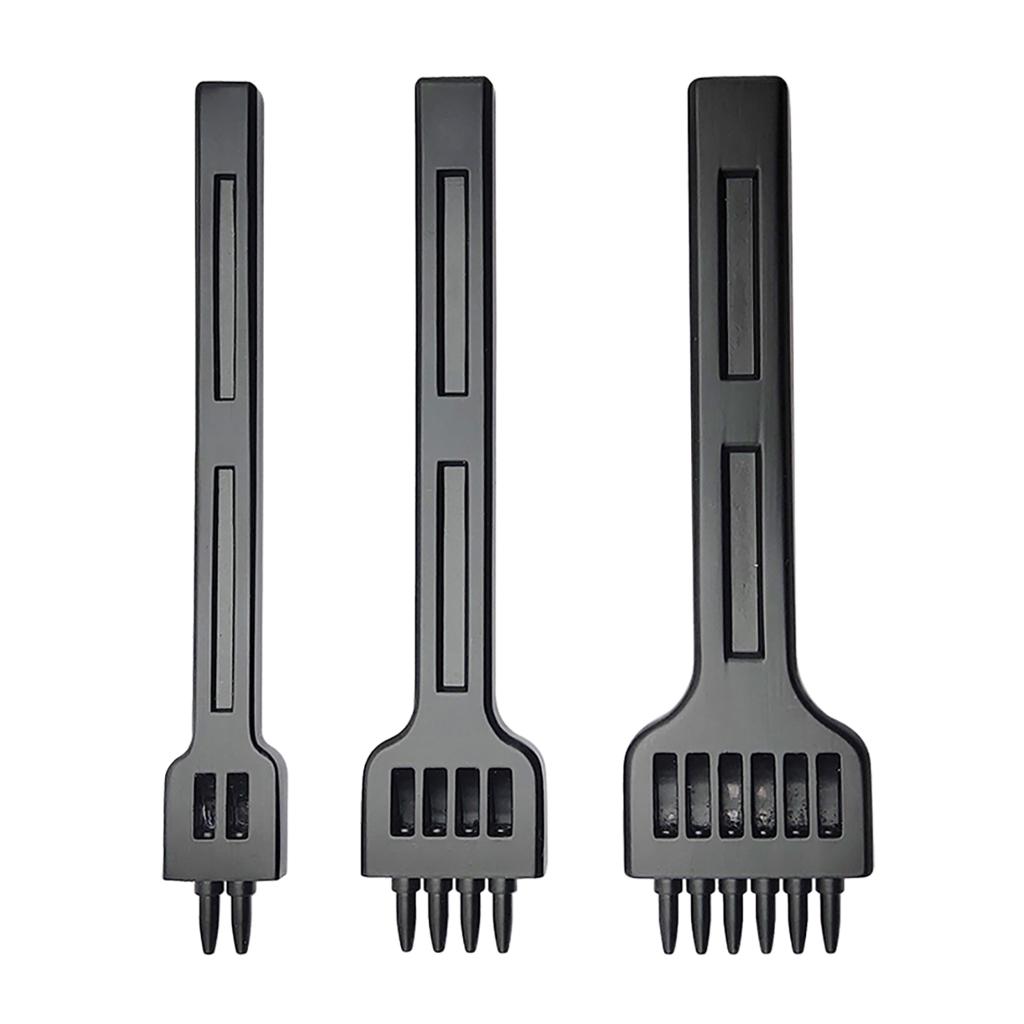 3x Steel Leather DIY Punch Tool Leather Craft Tooth Punch 2/4/6 Prong