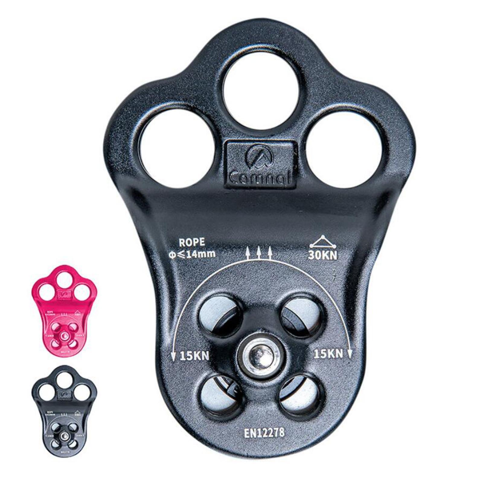 Fixed Side Triple Climbing Hitch Pulley Arborist for 13mm Rope Black